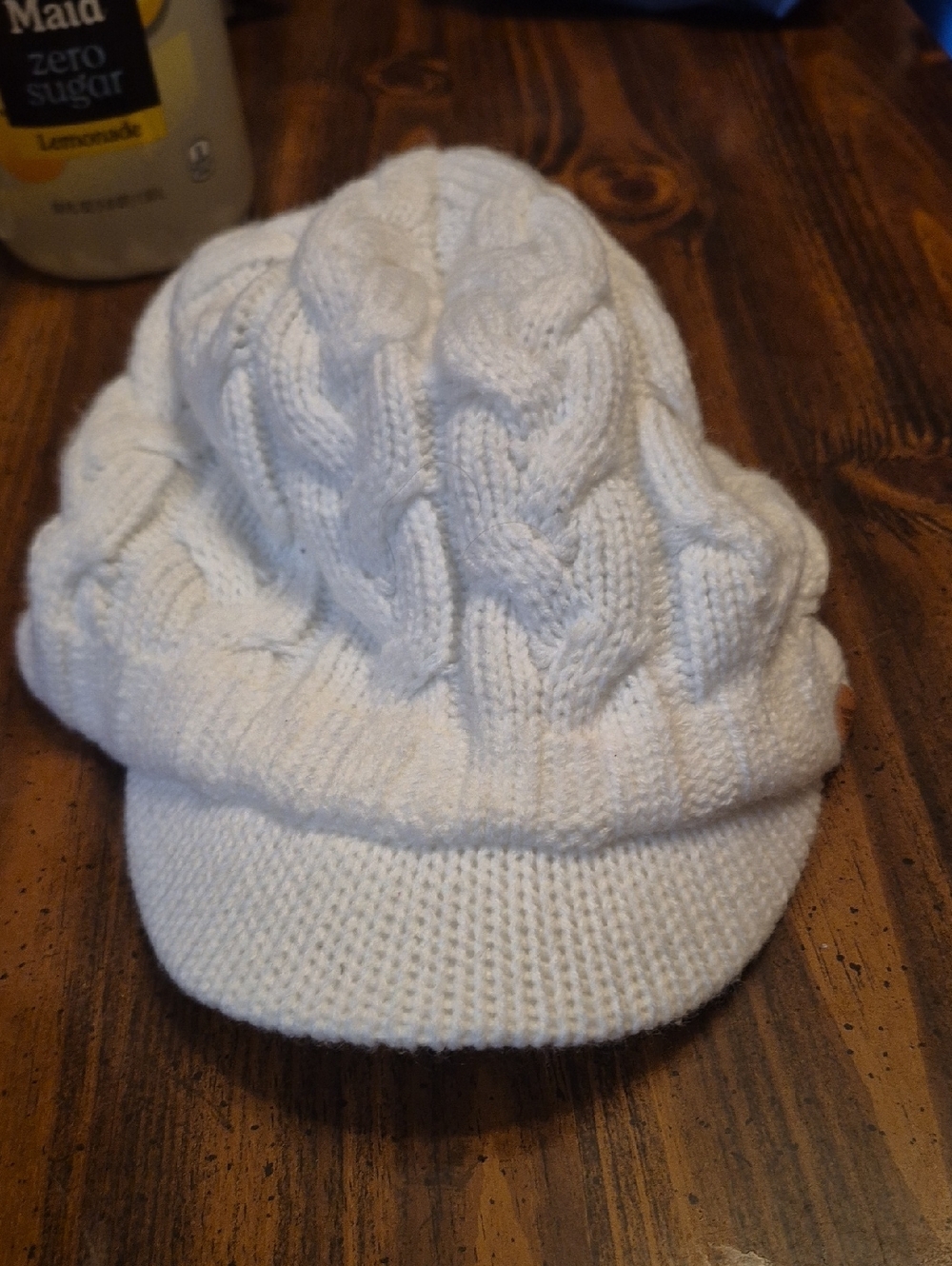 adidas White Cable-Knit Visor Hat